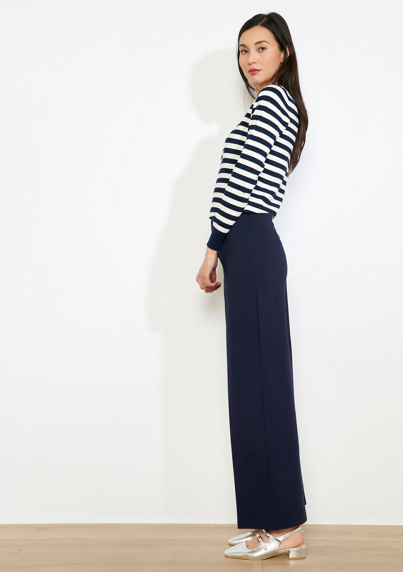 Vloeiende wide leg broek