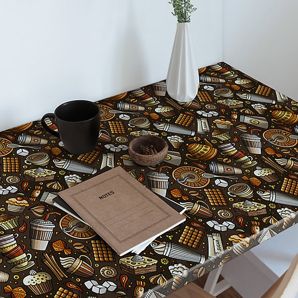 Papier Peint Auto Adhesif Wallfluent 100x50 cm Café Et Sucreries Revêtement Décoratif Autocollant Pour Armoire