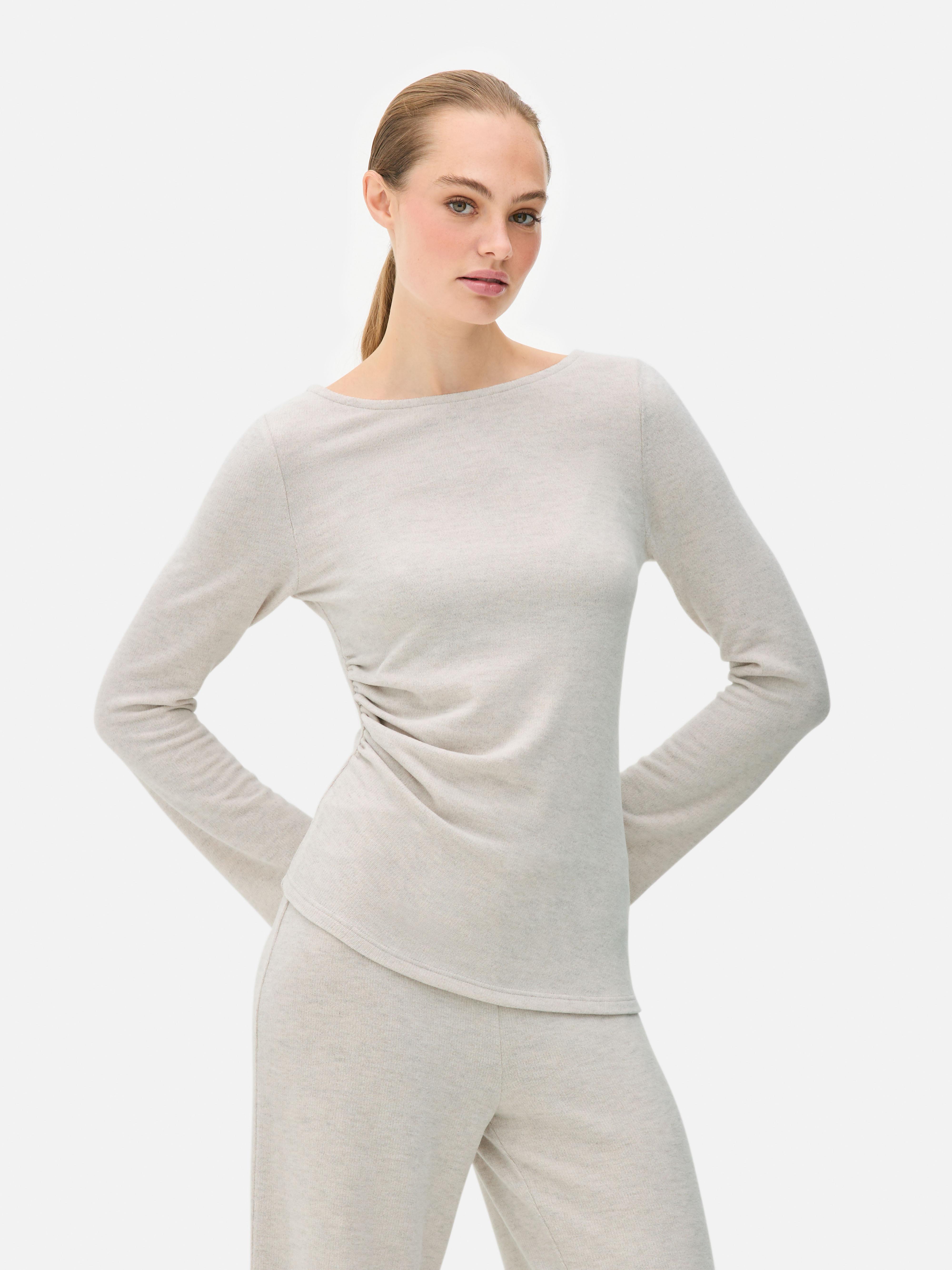 Scoop Neck Ruche Detail Top