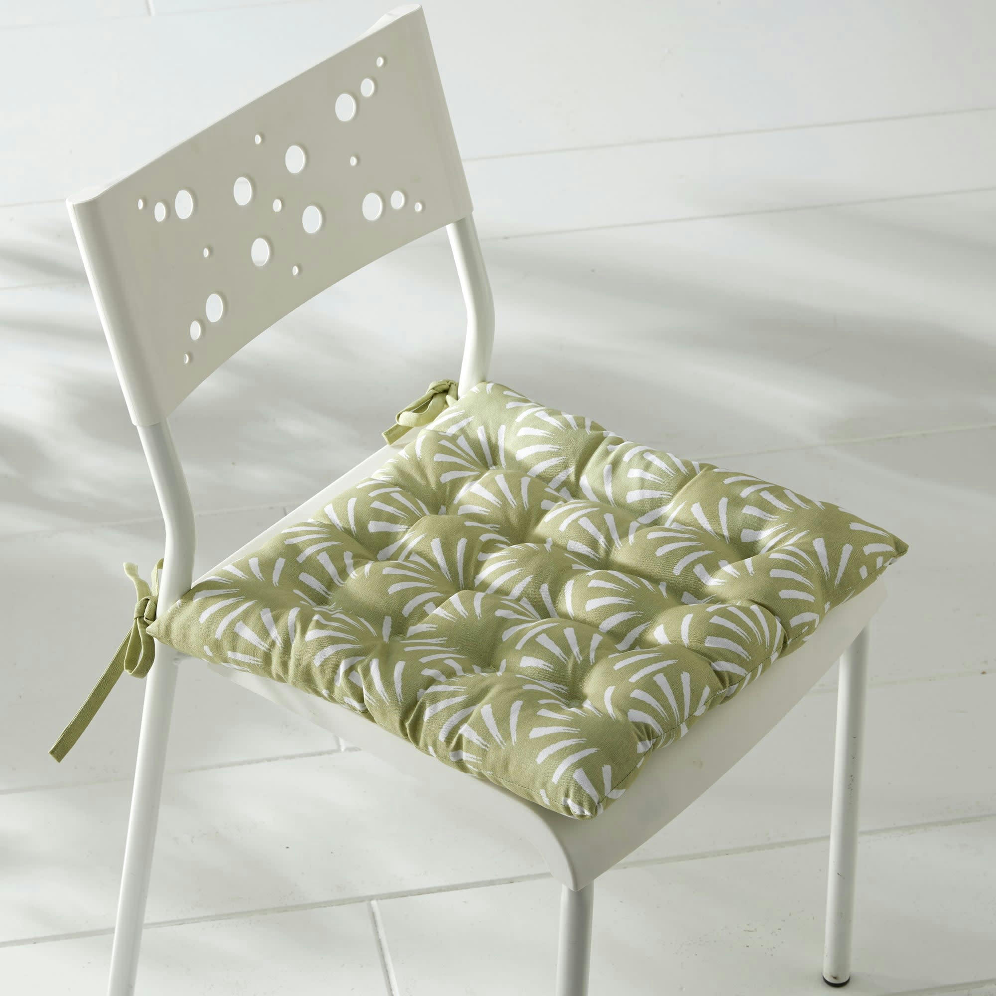 LUBERON - Lot de 2 galettes de chaise verte 40x40 en coton