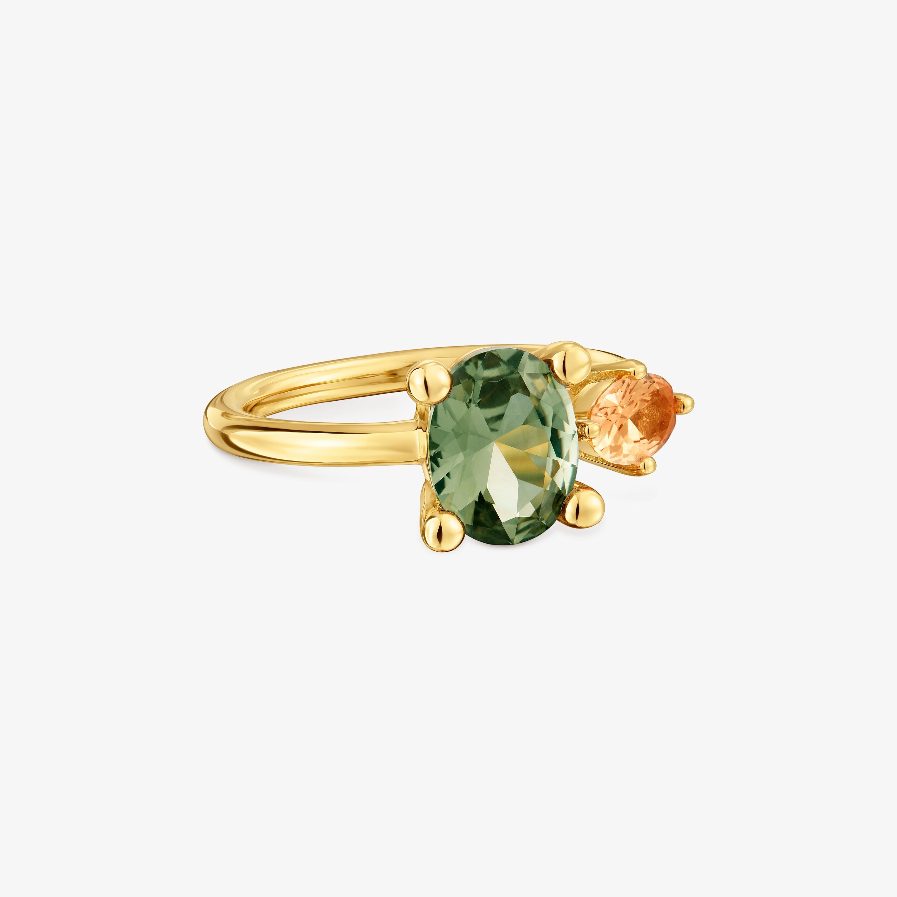 Anillo mediano con baño de oro 18 kt sobre plata, espinela y citrino creados en laboratorio TOUS Color LGG