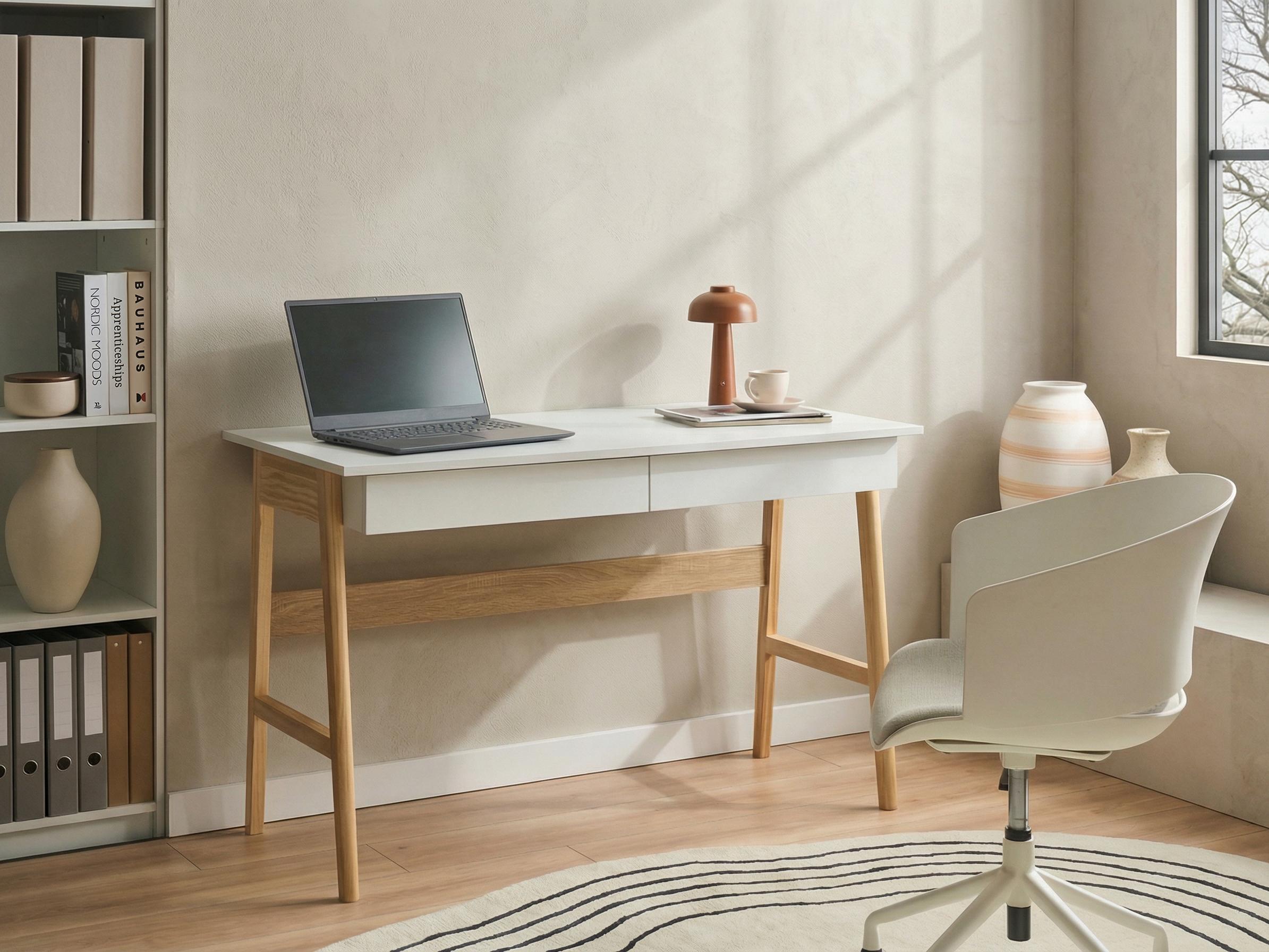 Home Office Desk THESLAY Light Brown/ White 120 cm 60 cm