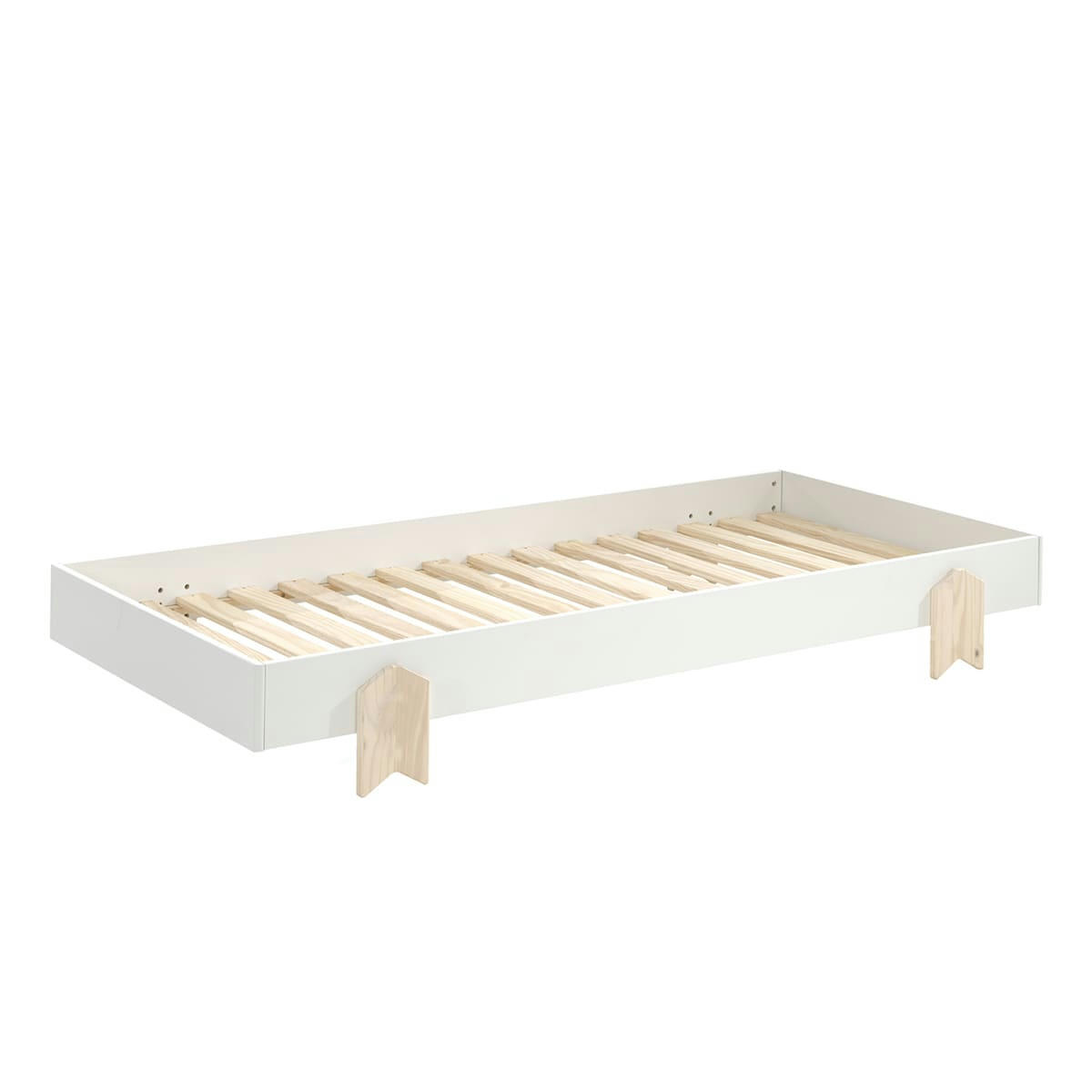 MODULO - Lit empilable 90x200 sommier inclus blanc
