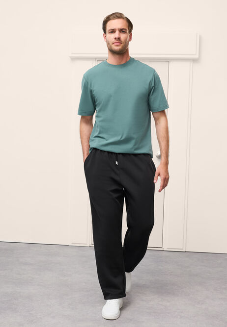 Mens Teal Peached Cotton T-Shirt