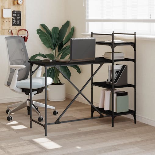 NNEVL Computer Desk with Shelves Black 120x47x109 cm