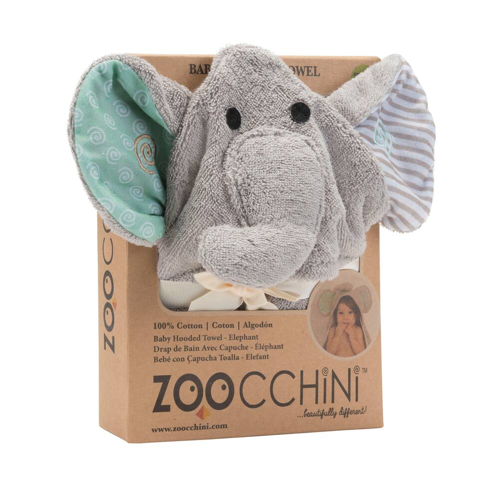 ZOOCCHINI Baby Snow Terry Hooded Bath Towel - Elle the Elephant