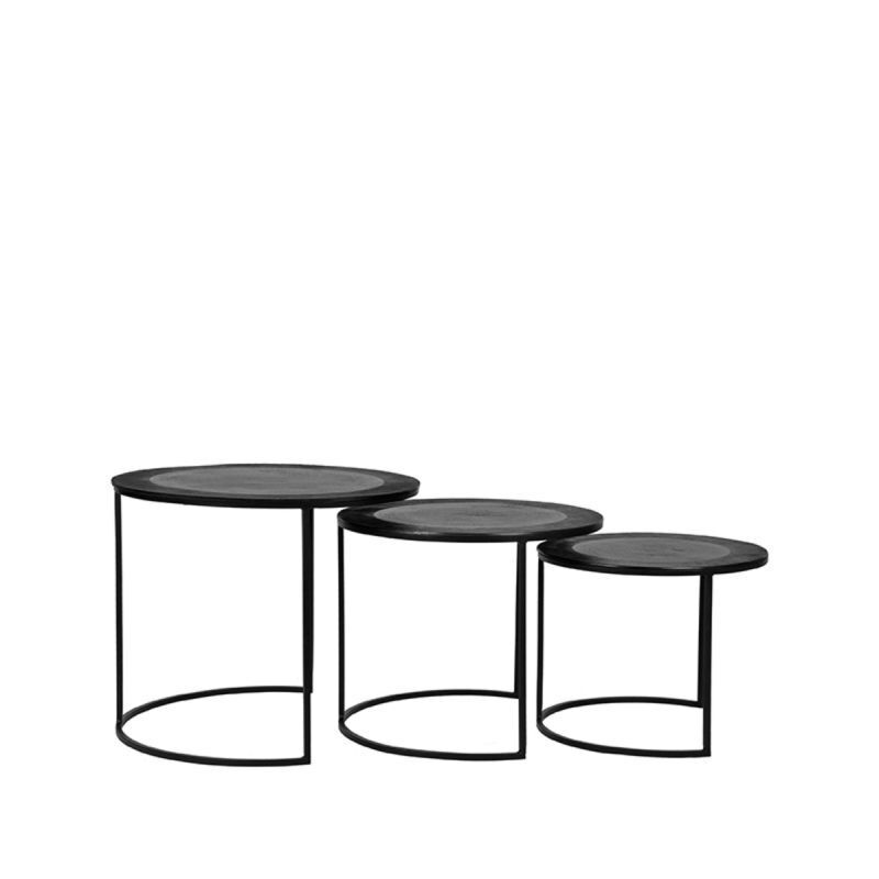 LABEL51 Salontafels Tres - Zwart Metaal - Set Van 3 - 55x55x45cm