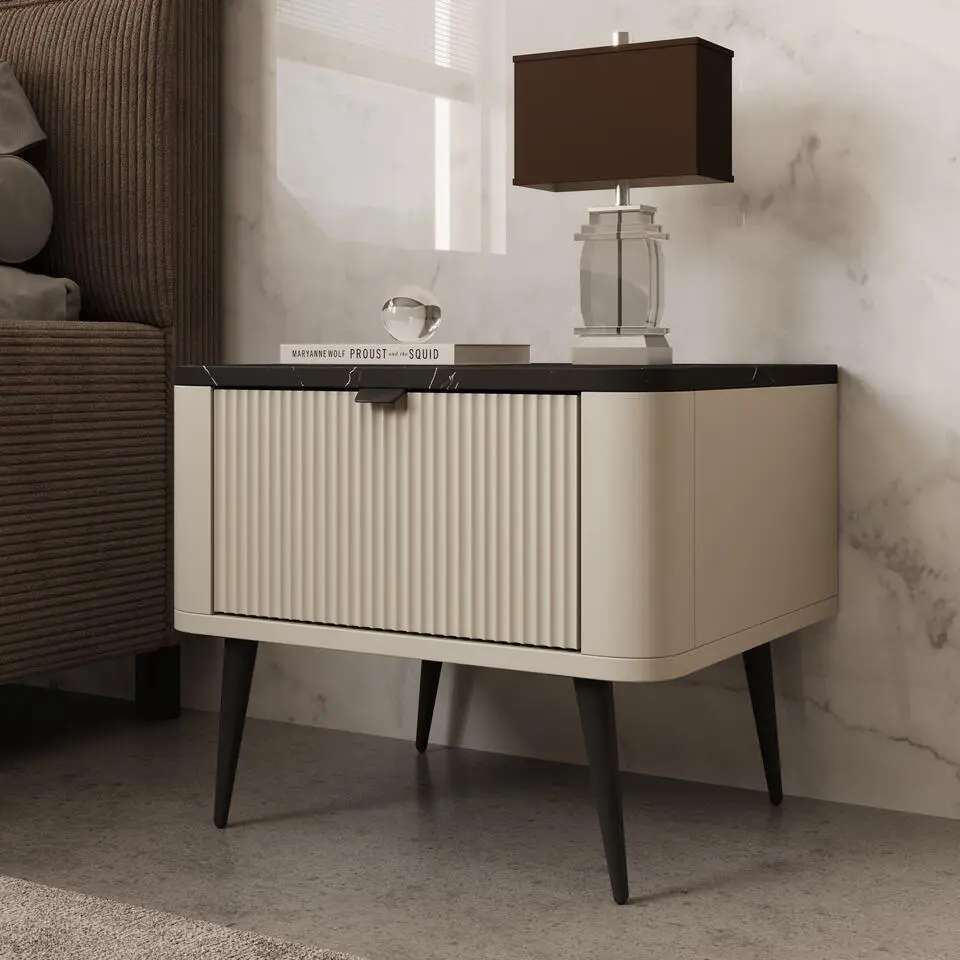 Meubella - Nachtkastje Mace - Beige - 50 cm