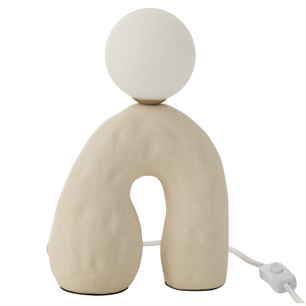 J-Line tafellamp Boog - glas/keramiek - beige