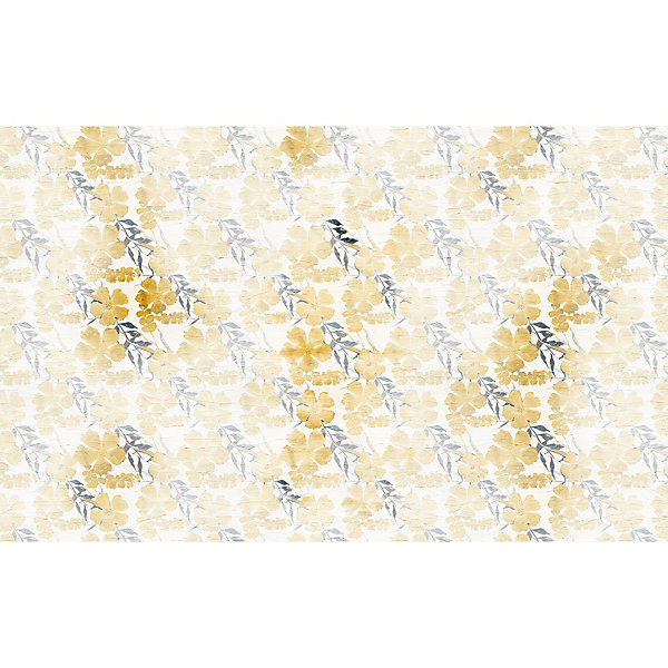 Papier peint panoramique intissé fleuri, fleur d'or, jaune, beige, 9 lés, L.280 x l.450cm IDPanneaux