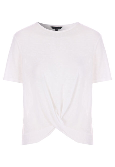 Womens Oatmeal Front Knot T-Shirt