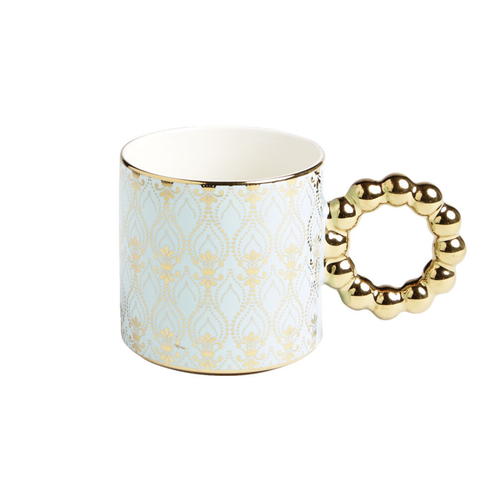 Lot de 2 mugs 30cl design chic bleu clair et doré