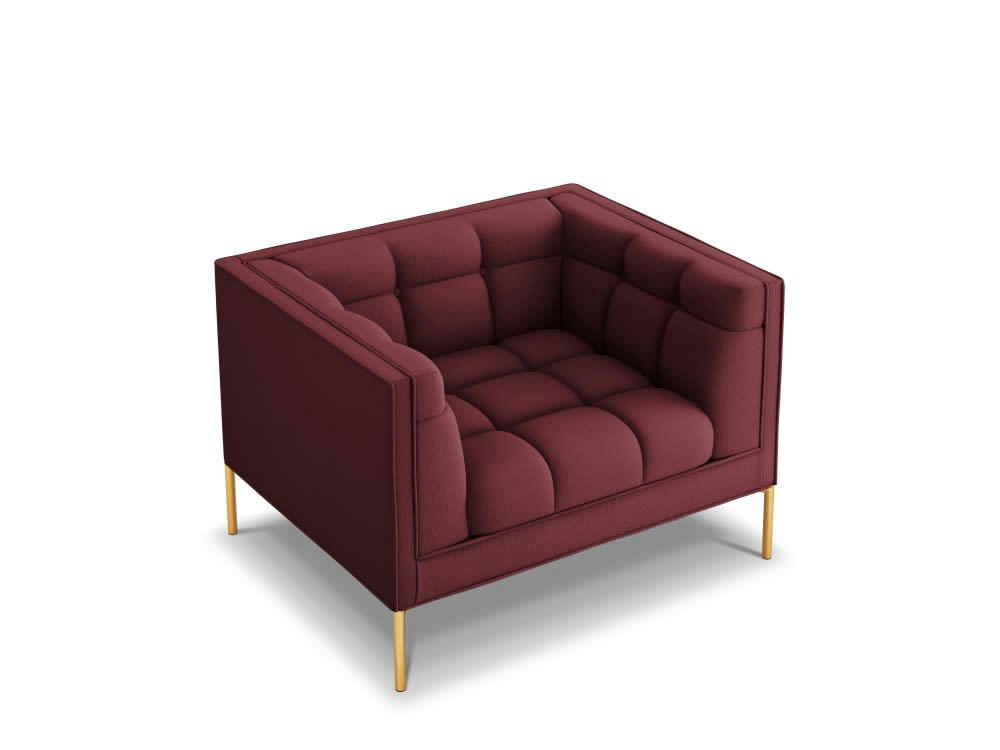 KAROO - Fauteuil tissu structuré rouge foncé