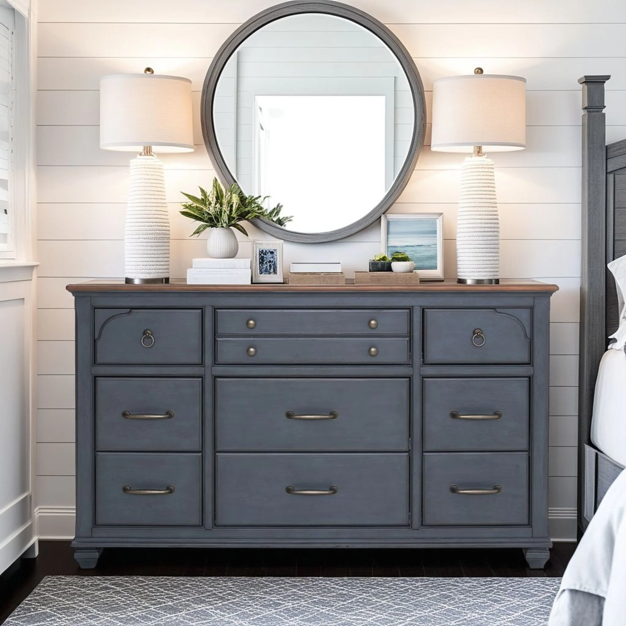 Bridgevine Home Americana Dresser, No Assembly Required, Corduroy Blue Finish