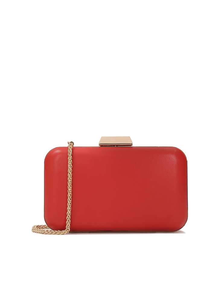 Red soft leather box bag