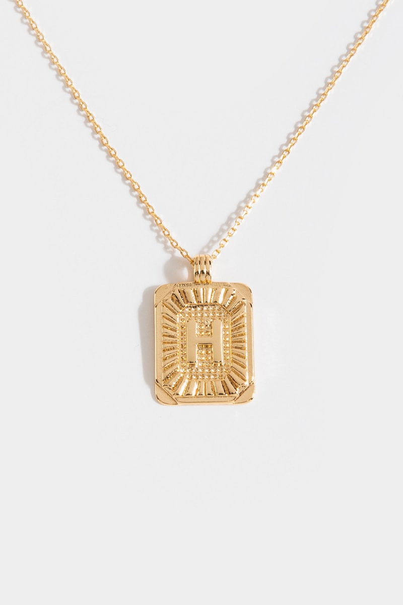Initial ID Tag Pendant Necklace