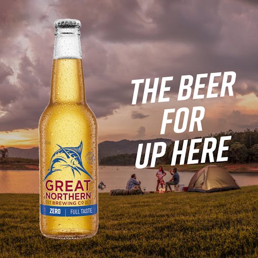 Great Northern Zero, Non-Alcoholic Beer, Crisp & Clean Finish, 0% ABV, 330mL (Case of 24 Bottles)