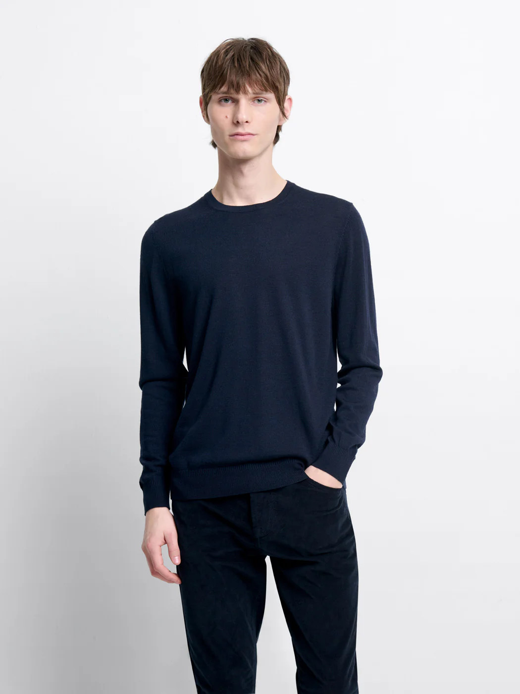 Pull col rond en laine Mérinos