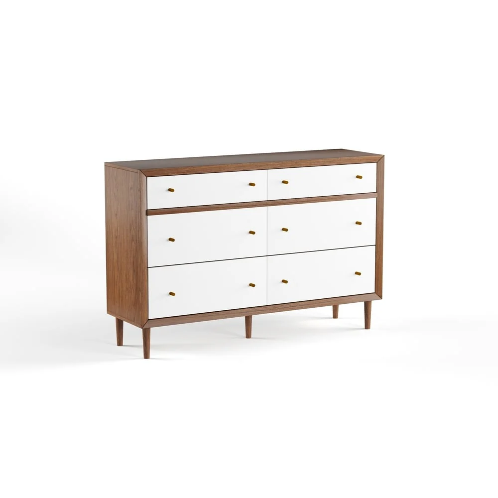 Baxton Studio Harlow Scandinavian 6-Drawer Storage Wood Dresser