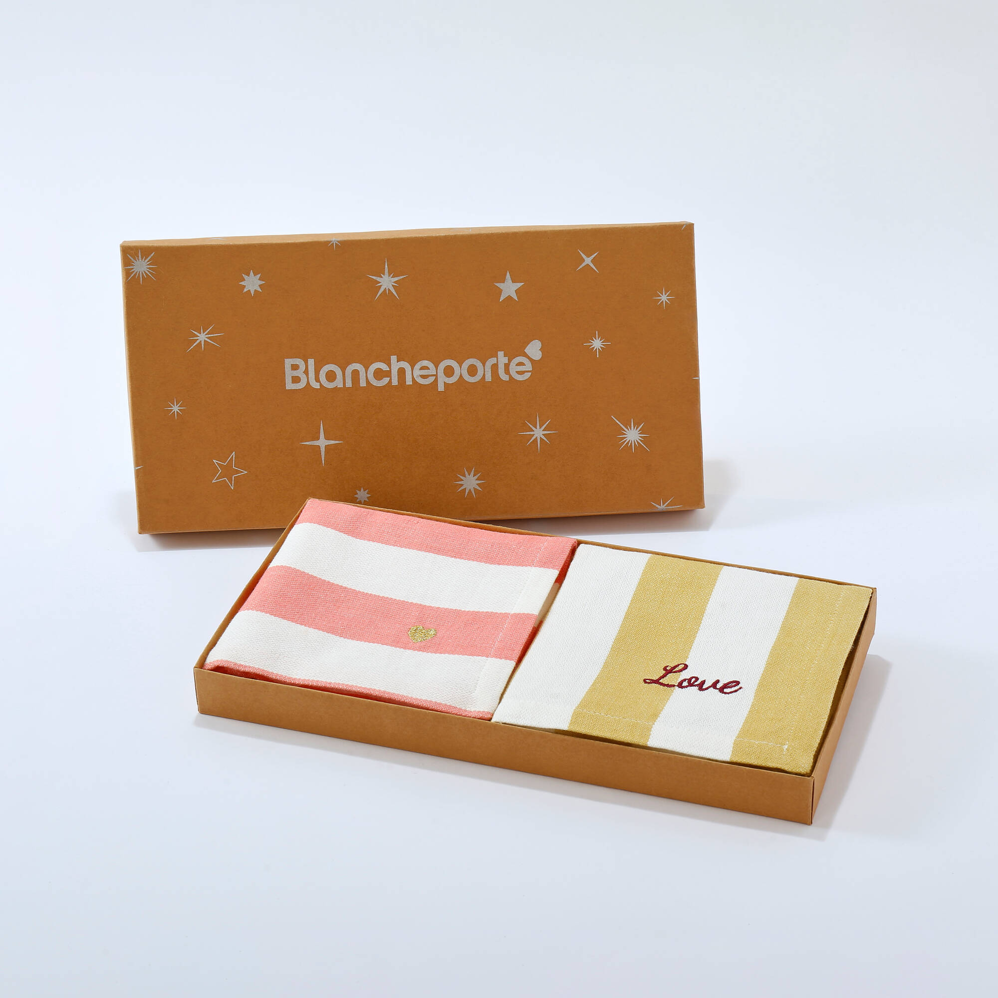 Coffret de 4 serviettes de table en coton, brodées