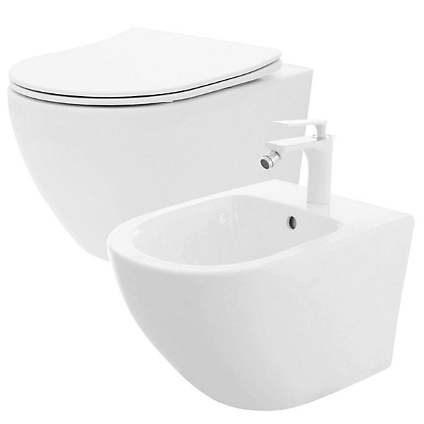 Cuvette Wc Rea Carlo Mini Flat White   Bidet Carlo Mini