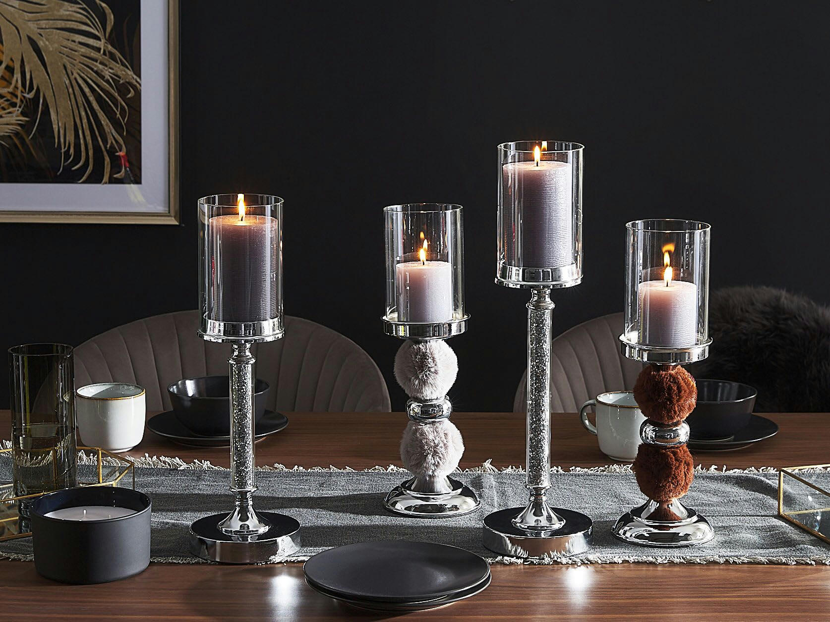 PADRE - Photophore fourrure marron H38cm