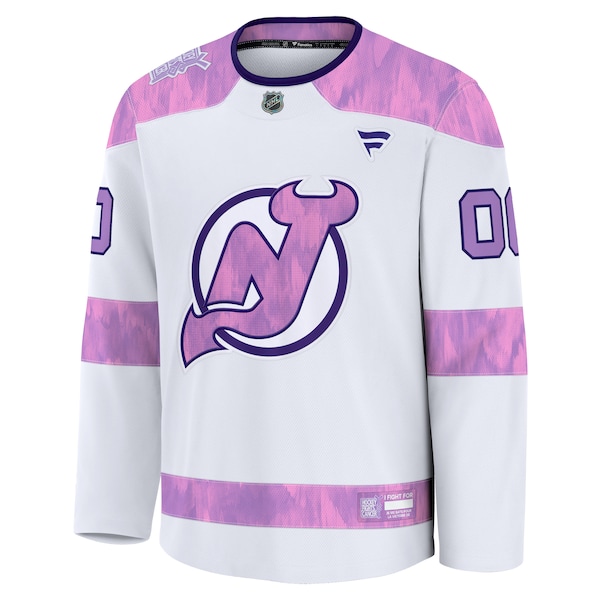 New Jersey Devils  2024 Hockey Fights Cancer Custom Practice Jersey - White