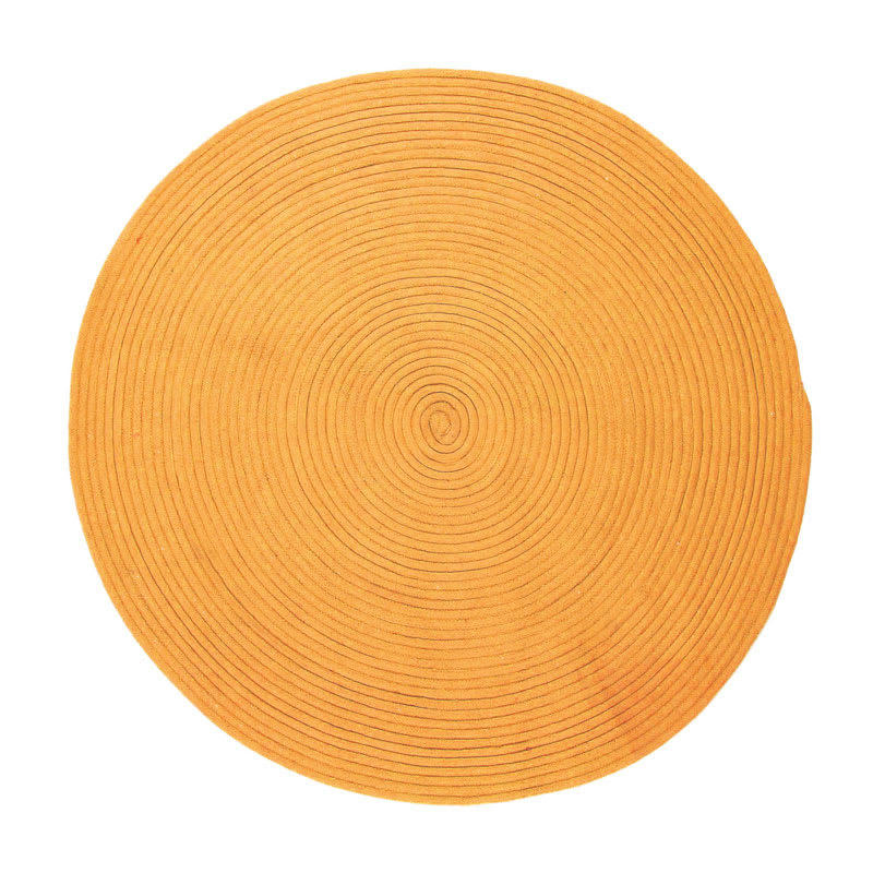 TAM - Tapis en coton réversible effet cordage jaune orangé diam.120