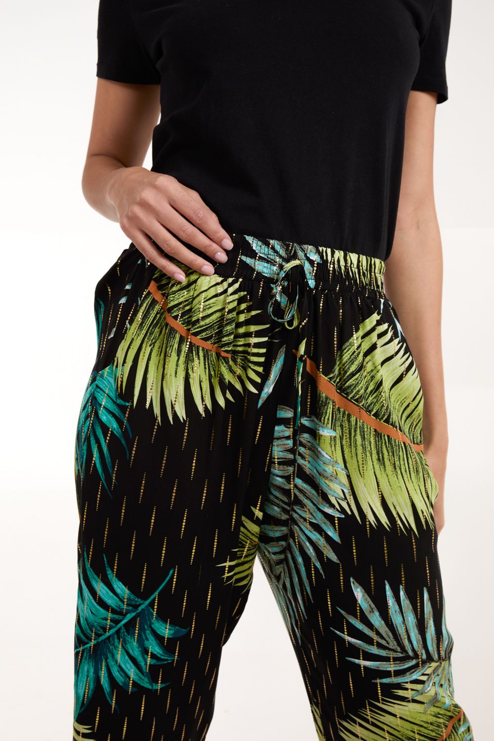 Blue Vanilla Palm Print Trousers