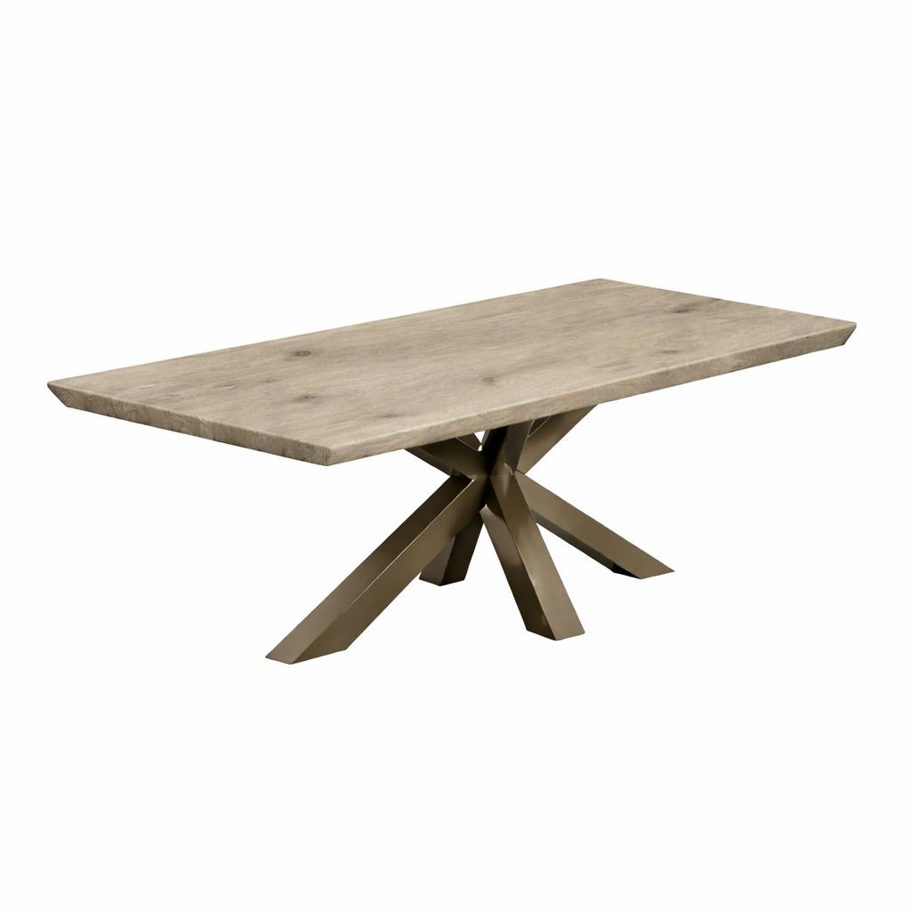 Table extensible chêne grisé bords biseautés pied grège 220 cm PALERME