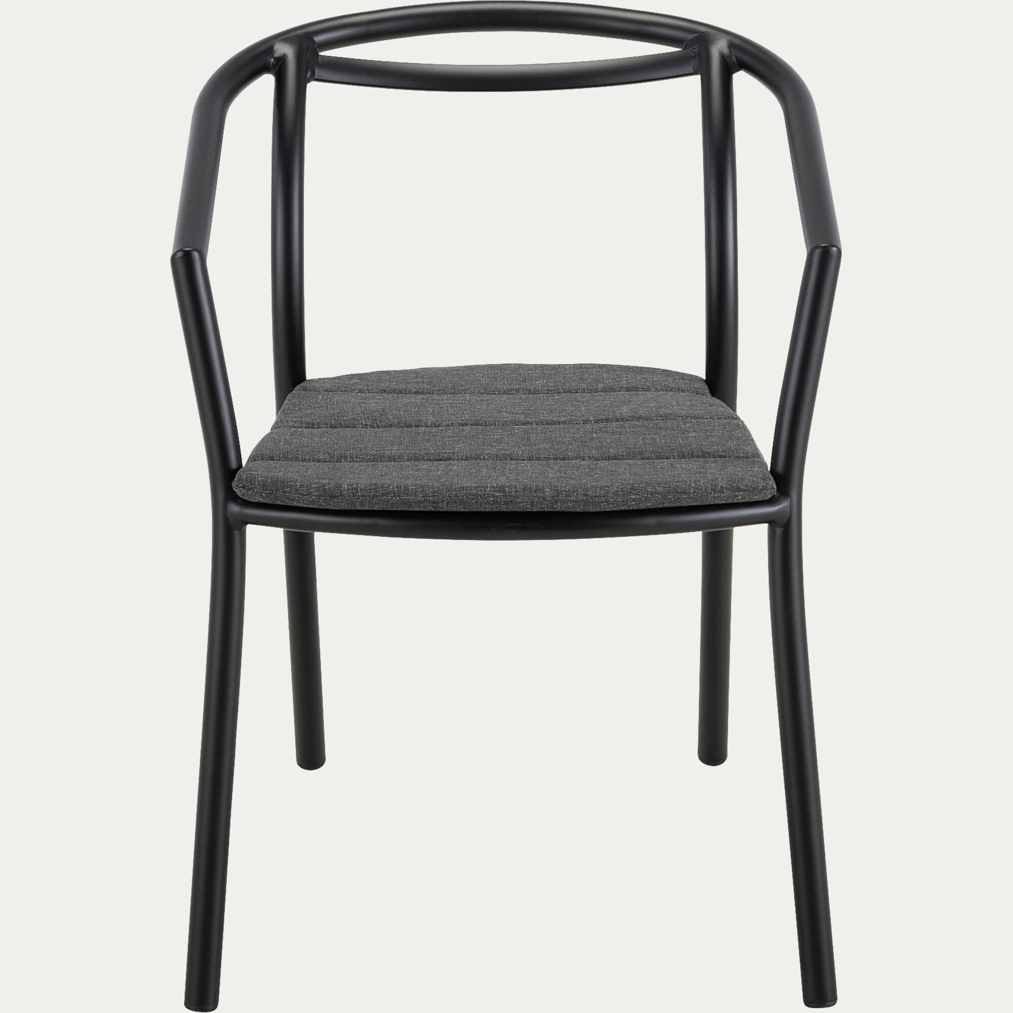 LAZZARO - Chaise de jardin avec accoudoirs en aluminium - noir
