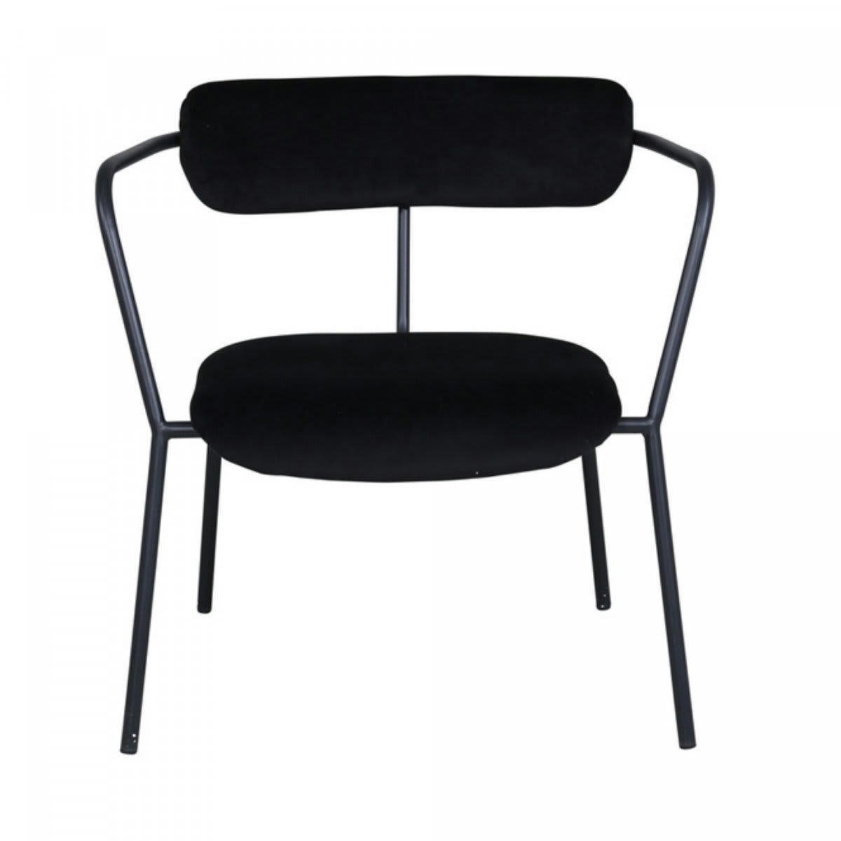 BUFFY - Fauteuil minimaliste en velours et métal noir