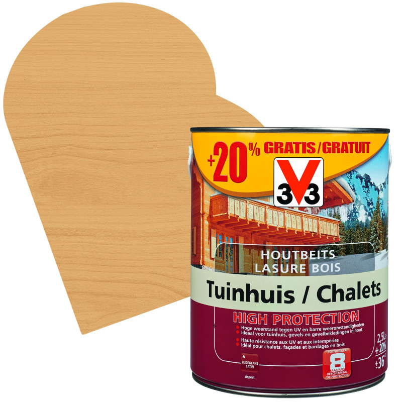 Lasure Chalets High Protection chêne clair satinée 2,5   0,5 L gratuit V33