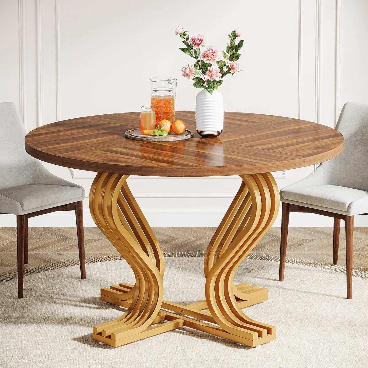 47 Inch Wood Round Dining Room Table for for Kitchen