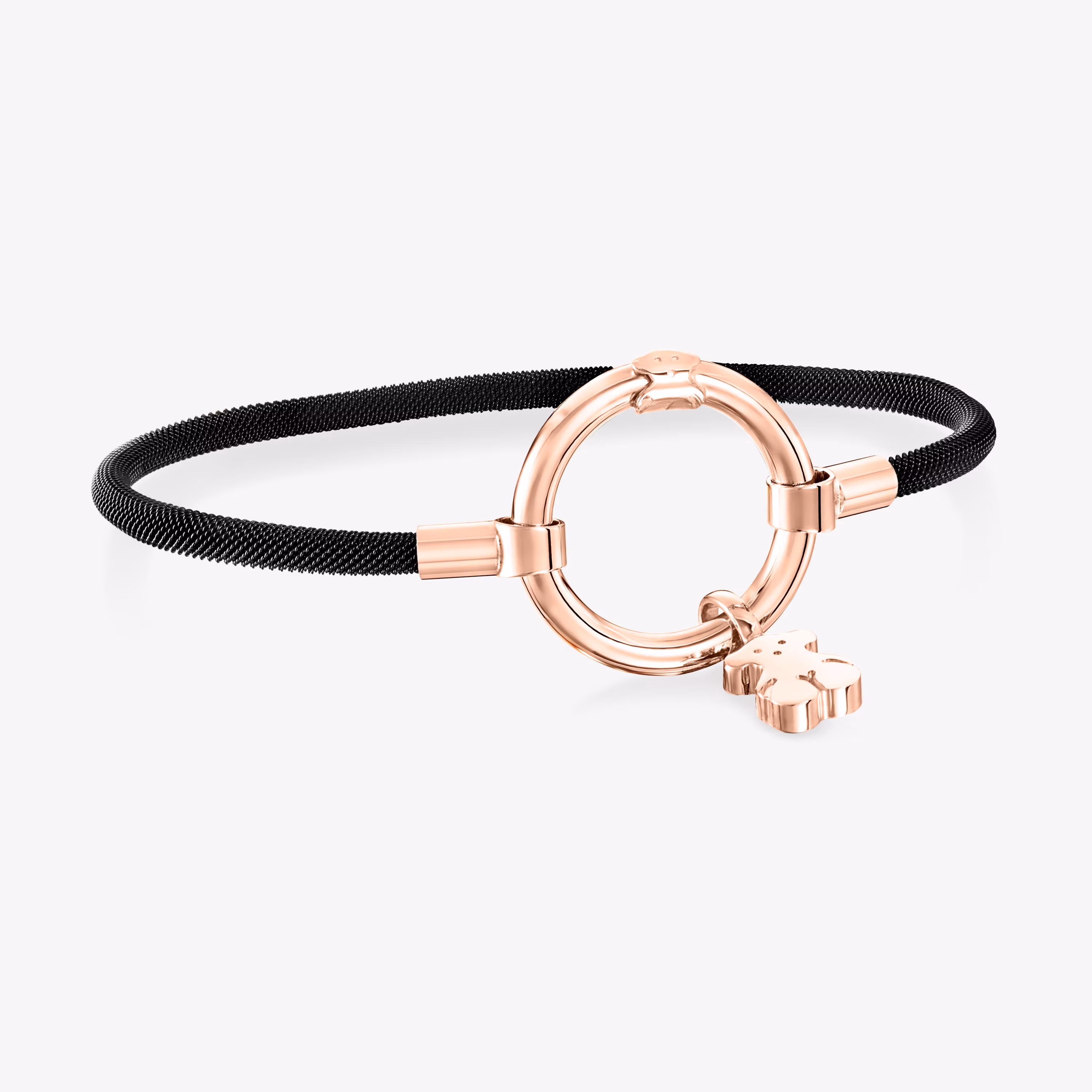 Pulsera con baño de oro rosa 18 kt sobre plata y acero IP negro Hold