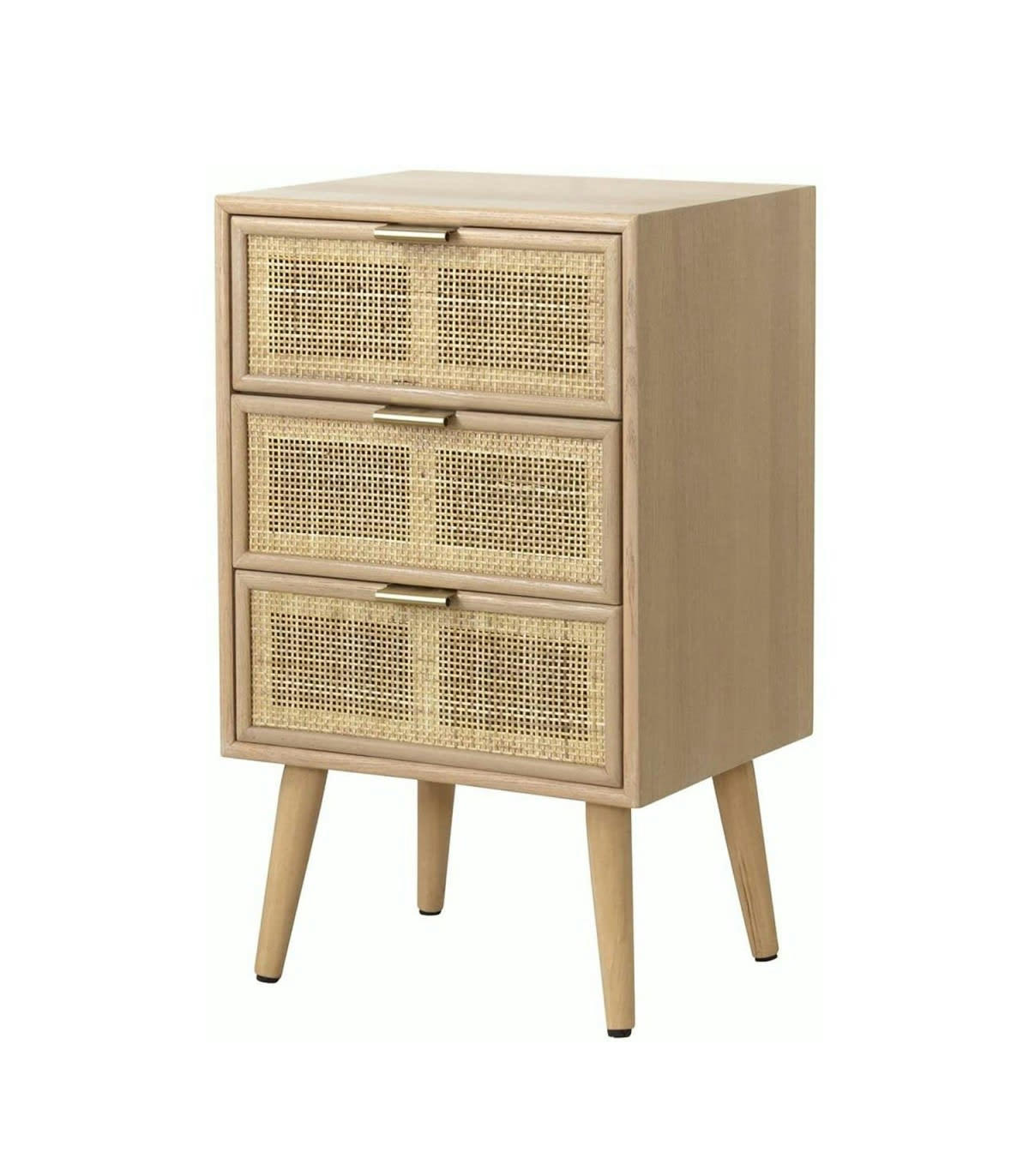 - Commode 3 Tiroirs Façade en Cannage Rotin Naturel