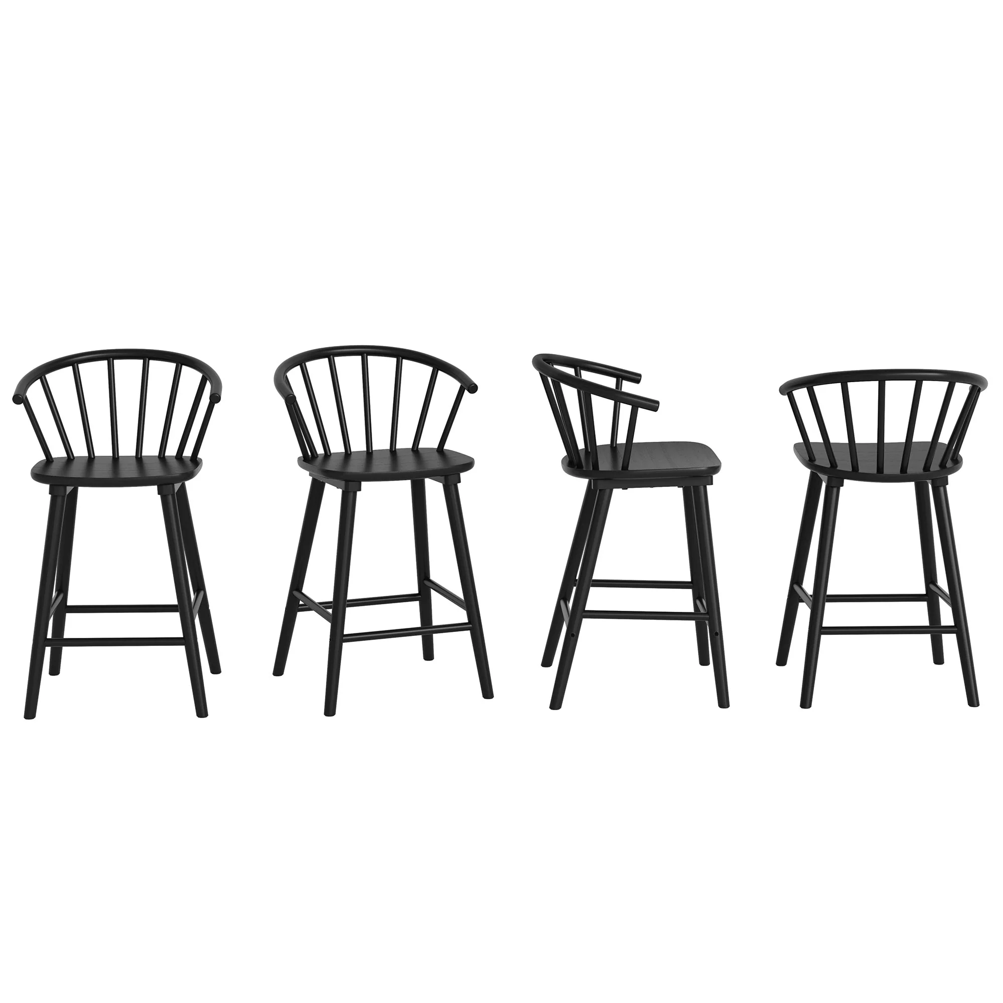 Set of 4 Counter Height Stool 24.in Bar Stools with Solid Wood Frame and Spindle Back for Kitchen Counter