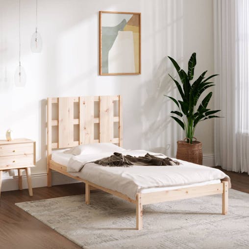 NNEVL Bed Frame Solid Wood 92x187 cm Single Bed Size