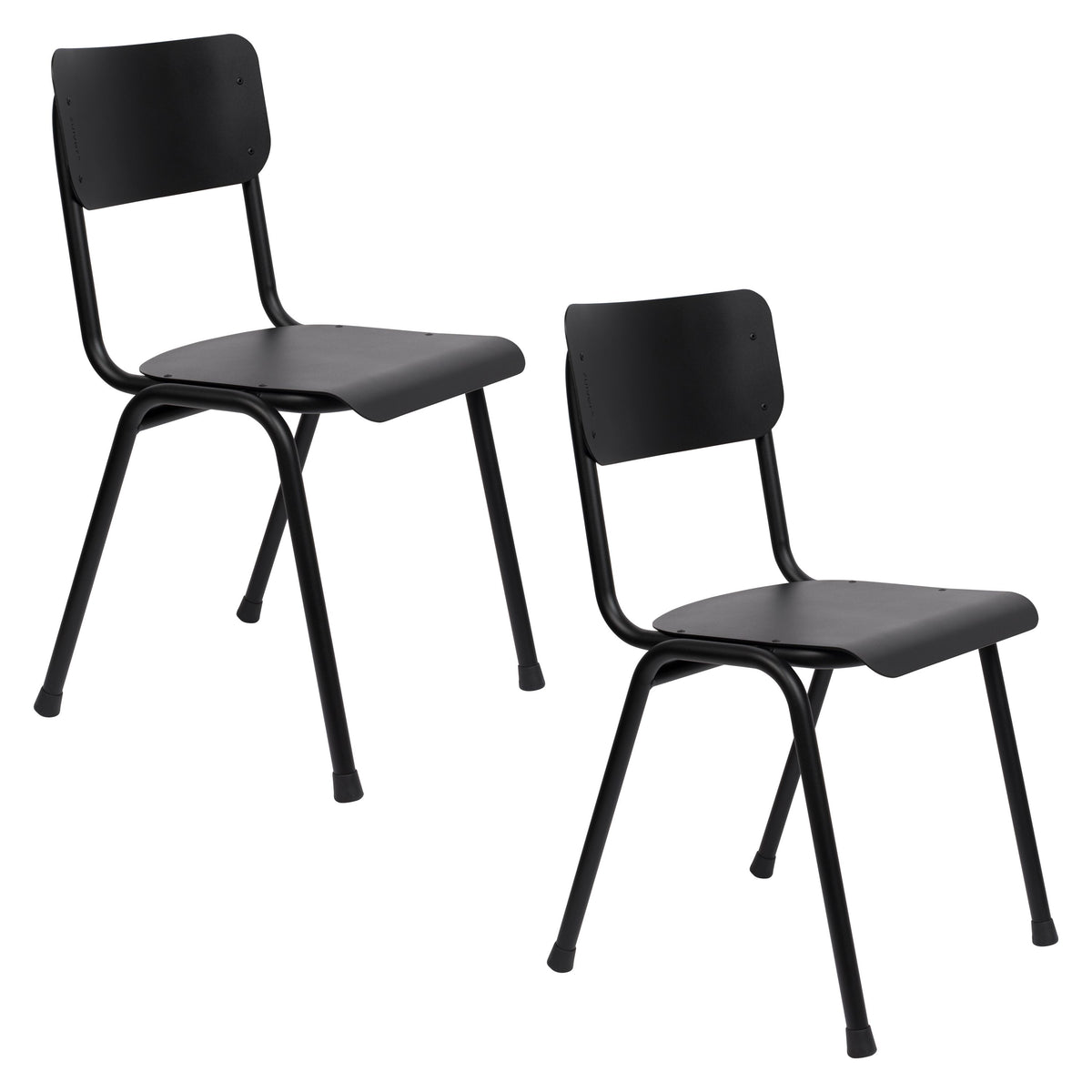Zuiver Back To School Tuinstoel Zwart - Set van 2