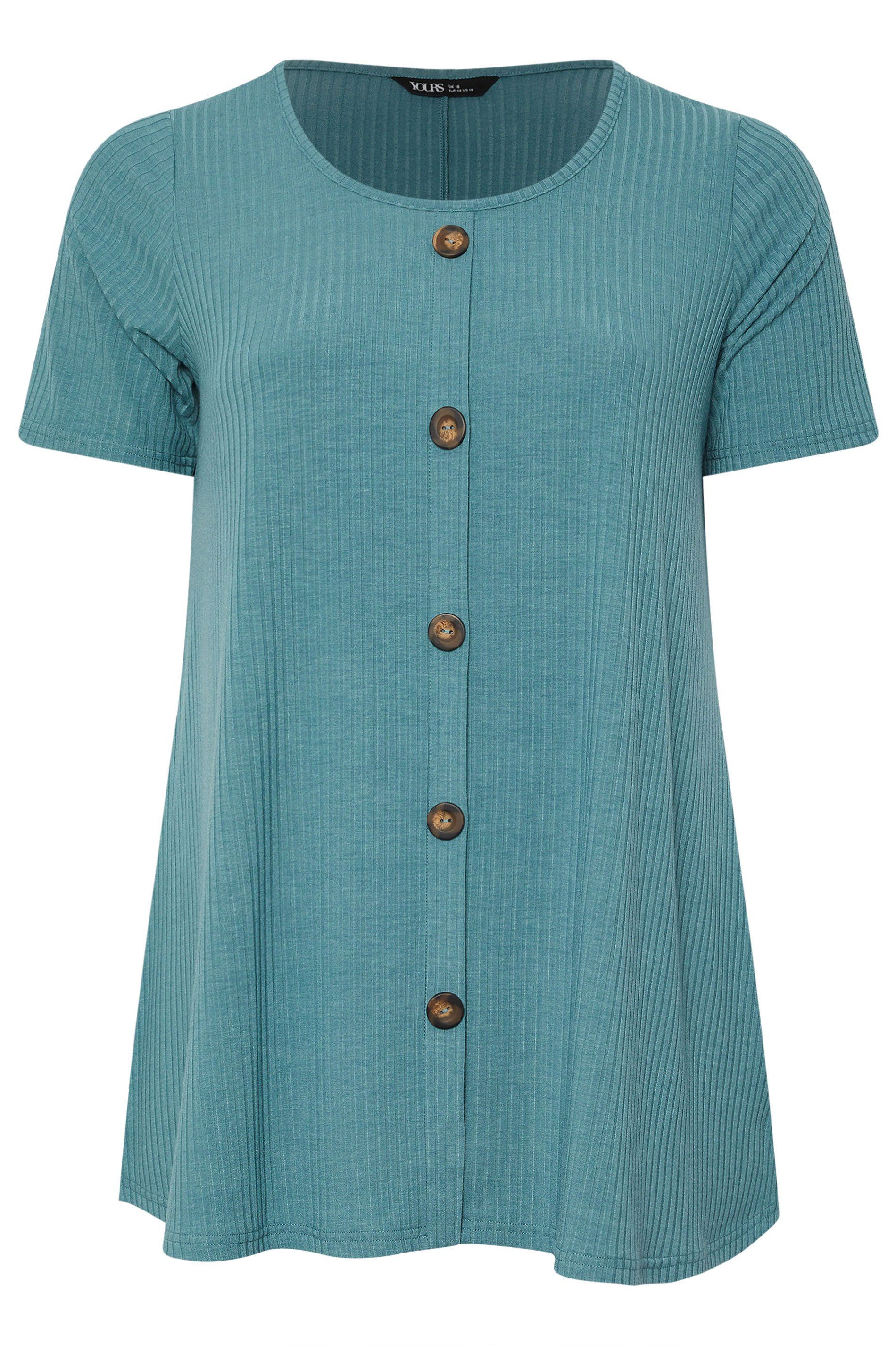 Yours Button Front Ribbed Swing Top