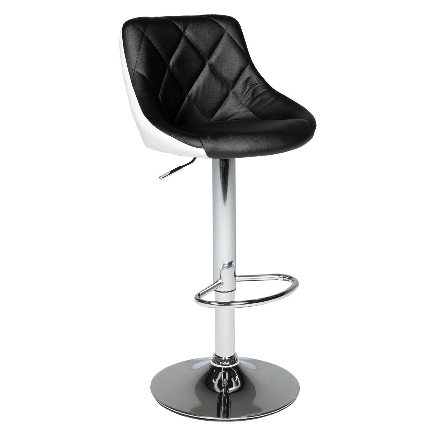 JASPER - Tabouret de bar en simili cuir noir et blanc