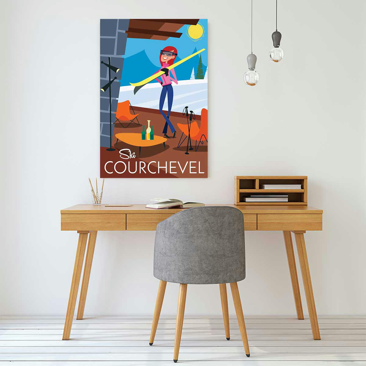 - Tableau ski à courchevel imprimé sur toile 60x90cm