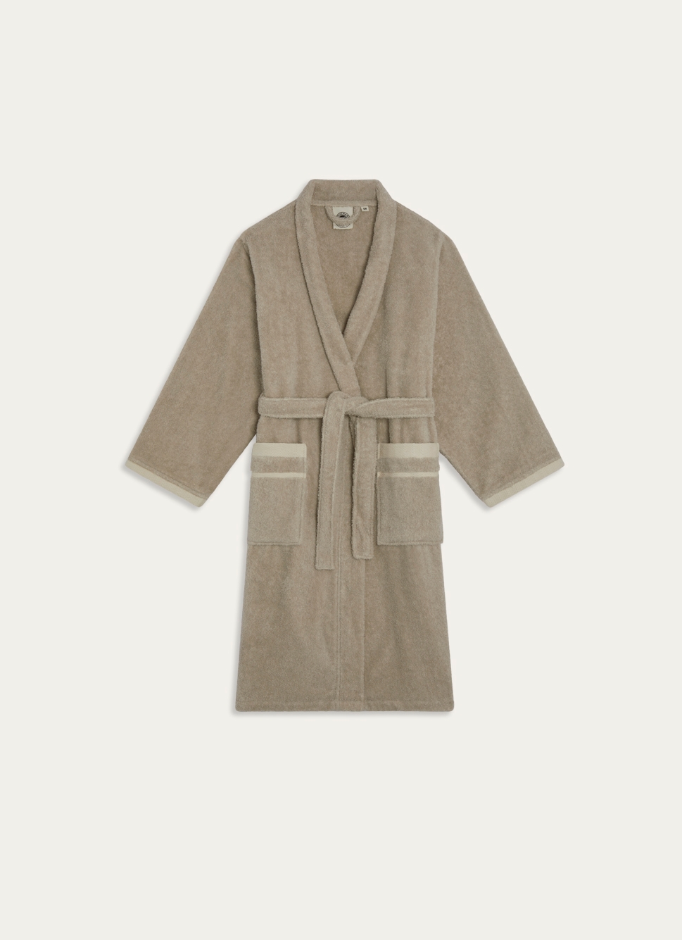 PEIGNOIR DE BAIN CHINÉ EN COTON BIO VOLTAIRE BEIGE