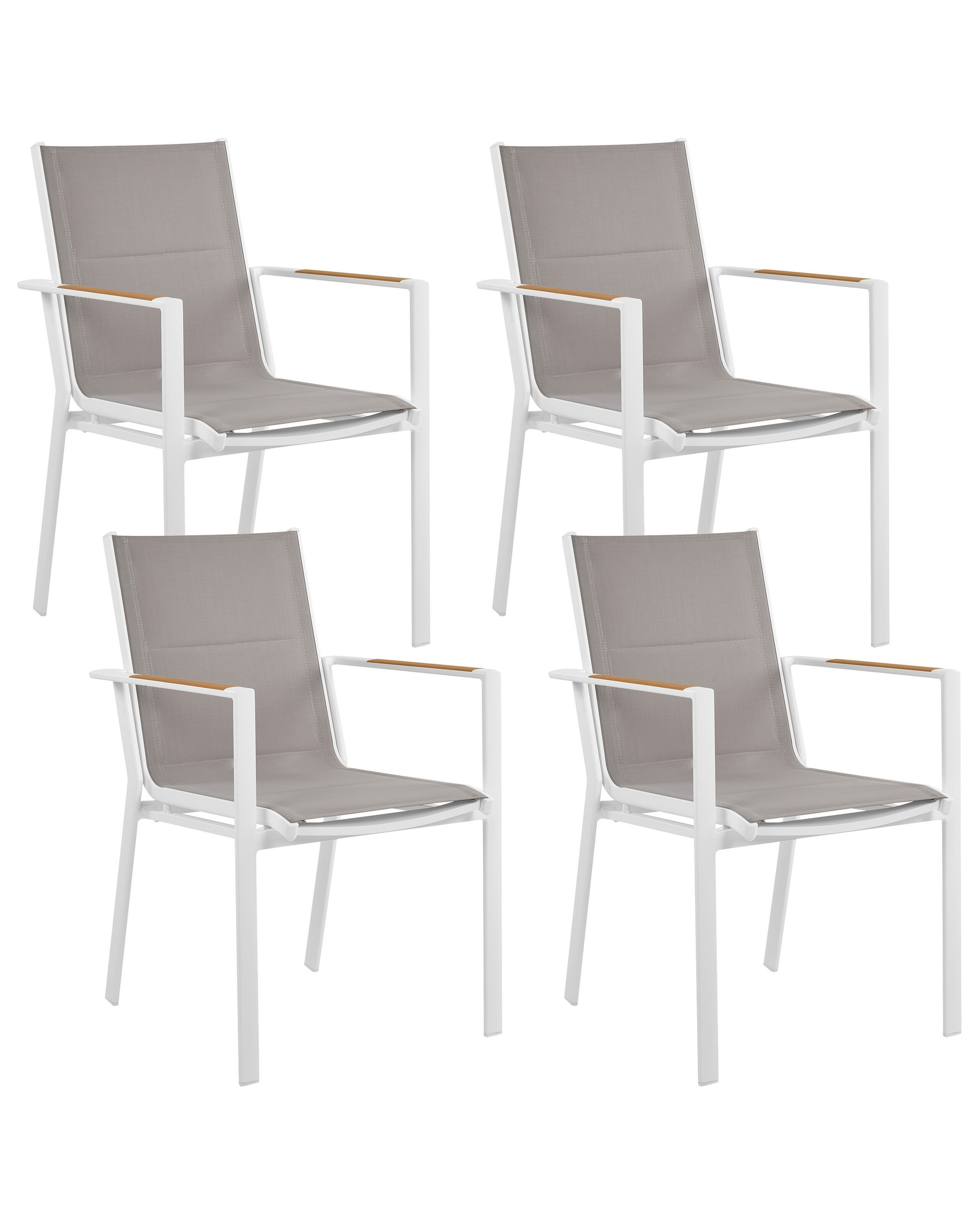 Zestaw 4 krzeseł ogrodowych aluminium szary