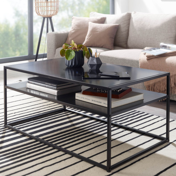 FineBuy Stolik kawowy metal czarny