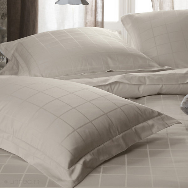 Drap housse CONCERTO satin de coton 200x200 cm bonnet 40 cm uni beige Lin