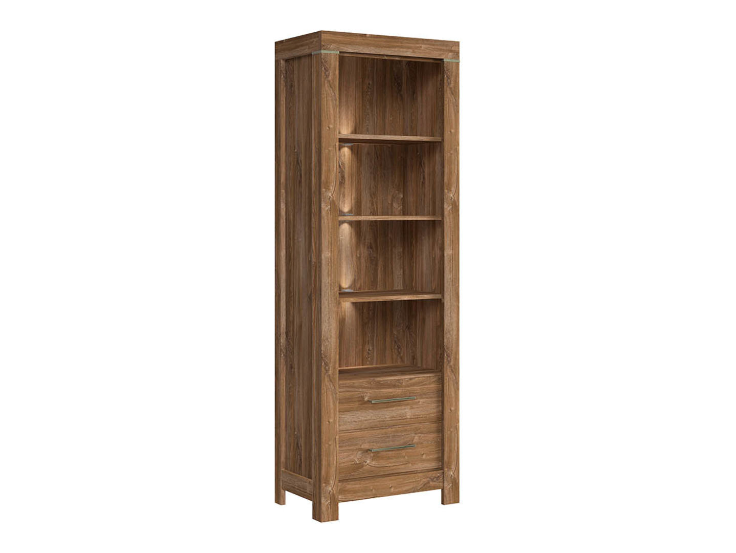 Regał Gent 68 cm z 2 szufladami i 4 półkami dąb stirling