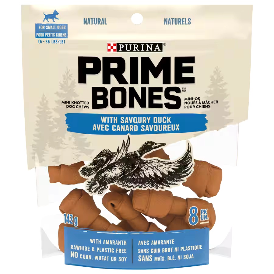 Prime Bones Rawhide-Free Mini Knotted Dog Treats, 142-g