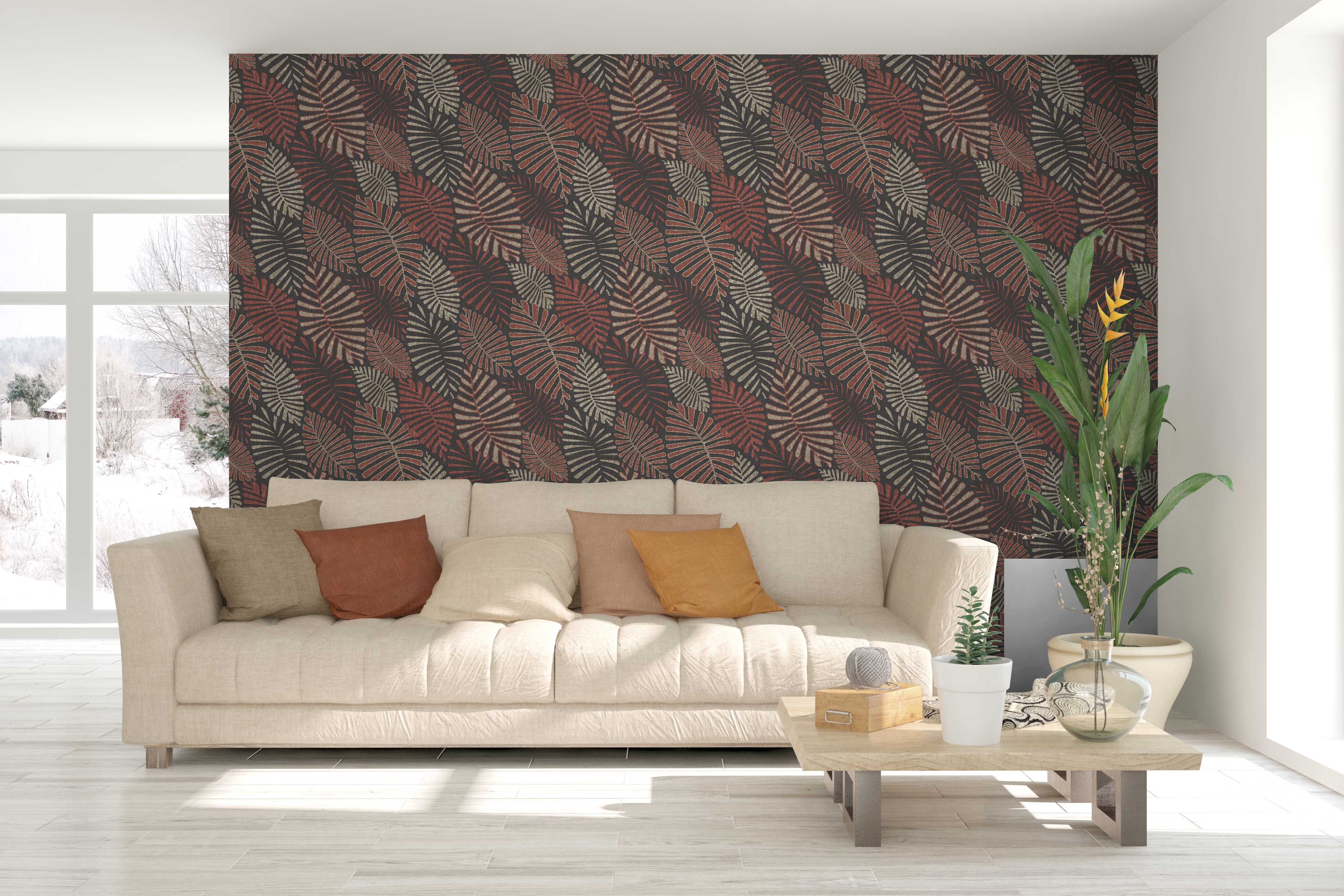 Sanders & Sanders behang bladeren terracotta - 53 cm x 10 m - 640503