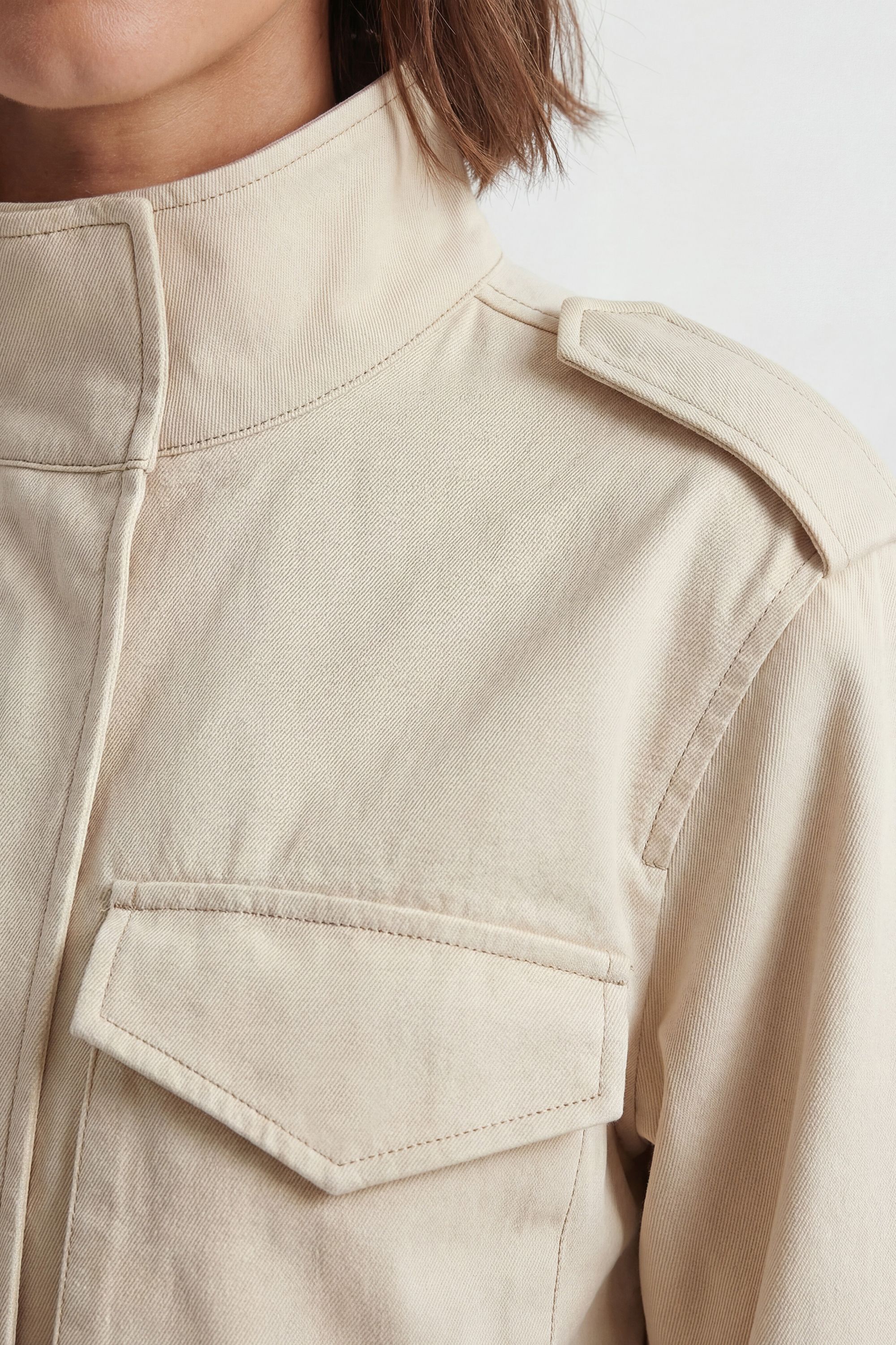 KarenMillen Tailored Military Cotton Striped Jacket